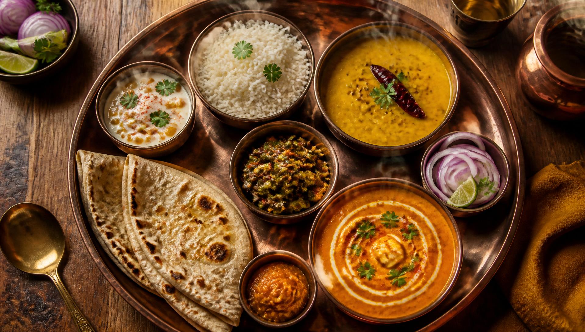 Fresh Indian thali meal served by Vrindavan Meals